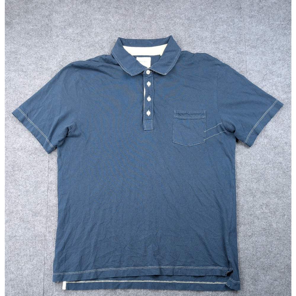 Billy Reid Polo Shirt Men XL Quiet Luxury Blue Cotton Minimalist Timeless Staple